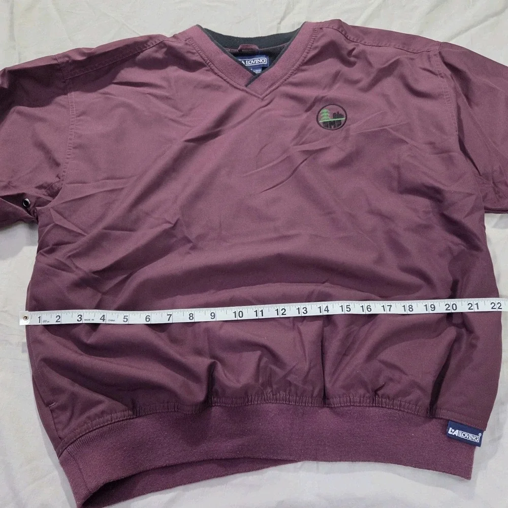 VTG LA Loving Men's Pullover Windbreaker Jacket Purple V-neck Embroidered Sz M